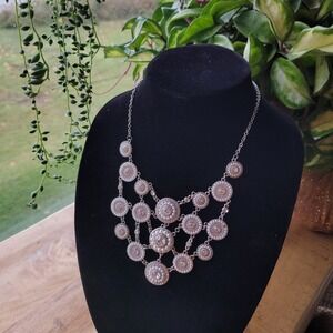Occasion Silver Tone Faux Pearl‎ Rhinestone Statement Bib Necklace Choker